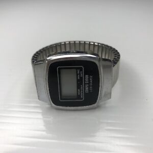 X10 COMPU CHRON HONG KONG Stainless Stretch Mens Unisex Vtg LCD Watch Untested
