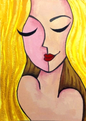 ACEO Original Acuarela Pintura Abstracta Rapunzal Sexy Niña Arte Pintado a Mano Foto 1 de 3