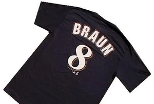 Neu Neu mit Etikett Herren MLB Milwaukee Brewers Ryan Braun #8 blau Tee T-Shirt Trikot - Bild 1 von 3