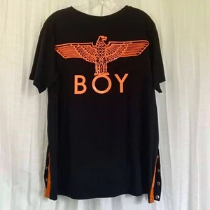 T-shirt BOY LONDON Snap Side RARA vintage gomma logo aquila nero arancione uomo M - Foto 1 di 9