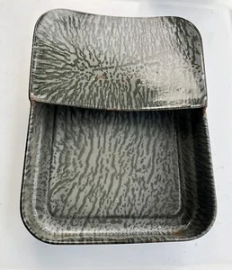 antike graue Tiger Emaille Bettpfanne - Bild 1 von 3