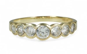 Modern Solid 9ct Yellow Gold Graduating Cluster Band Dress Ring Size 6.5 M 52 - Bild 1 von 13