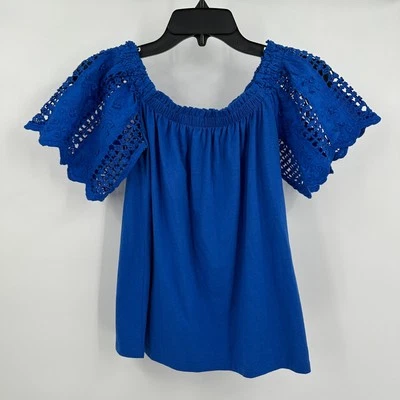 Lilly Pulitzer Womens Off Shoulder Top Size XS Boho Eyelet Festival Coastal - Image 1 of 4