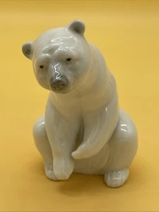 Lladro ruhender Eisbär Figur 1208 Porzellan weiß sitzend sitzend Spanien - Bild 1 von 4