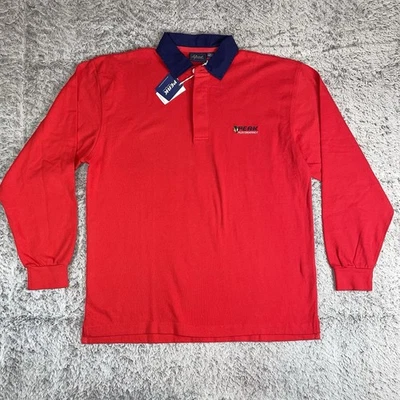 Peak Performance Shirt Mens L Red Rugby Polo Neck Casual Long Sleeve - Image 1 of 4