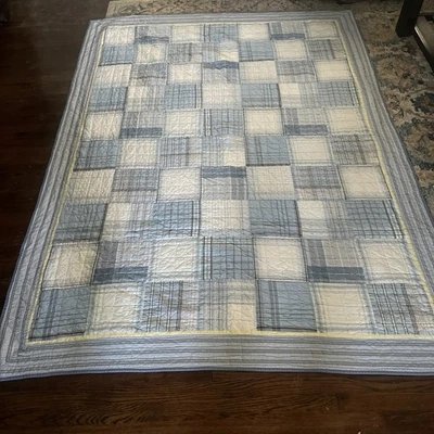 Edredón NAUTICA PATCHWORK AZUL AMARILLO NEGRO BLANCO RAYAS CUADROS (1) GEMELO 64X86 Foto 1 de 4