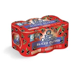 Early California Sliced Ripe Olives 6.5 oz 6-Pack Pantry Essential - Picture 1 of 4