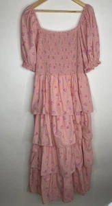 LOVE SHACK FANCY x Target Simone Maxi Size 2X Pink Floral Smocked Tiered Dress - Picture 1 of 8