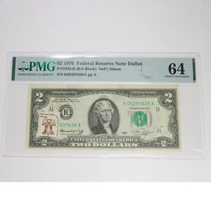 1976 KATY TEXAS - PMG Choice UNC 64 Two Dollar $2 Note with Stamp #56898F - Picture 1 of 4