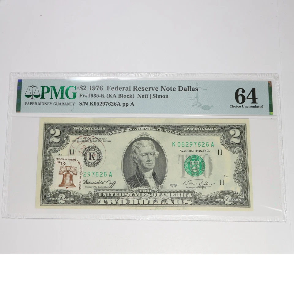 1976 KATY TEXAS - PMG Choice UNC 64 Two Dollar $2 Note with Stamp #56898F - Image 1 of 4