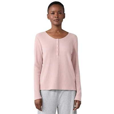 Top para dormir Eileen Fisher algodón orgánico waffle Henley talla XL Foto 1 de 4