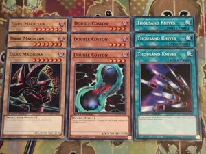 3 x Yugioh Dark Magician/Double Coston/1000 Knives SBC1-ENG10/G08/G14 Cmn Mint  - Picture 1 of 1