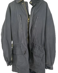 Lands End Parka Jacket Blue Wool Flannel Lined Hood VTG 90s Mens Medium Tall - Picture 1 of 9