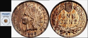 1908 1C- PCGS MS65RB- INDIAN HEAD SMALL CENT - Picture 1 of 1