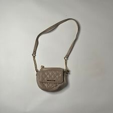 Isaac Mizrahi Womens Beige Leather Quilted Flap Pocket Square Crossbody Bag