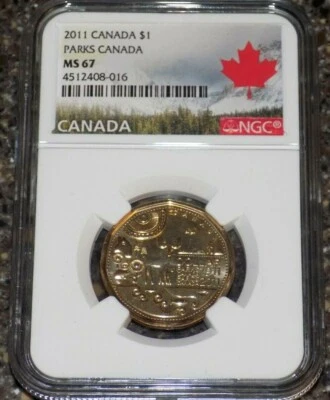 CANADA 2011 $1 NGC MS67 MS 67 UNC ONE DOLLAR CANADIAN PARKS  Graded Slabbed Coin - Image 1 of 4