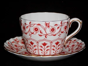 Royal Crown Derby ROUGEMONT CUP & SAUCER SET, Boston Swirl, Rust, Cup 2-5/8" - Picture 1 of 10