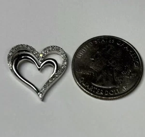 Vintage Diamonds Double Heart Pendant Sterling Silver 925 SUN - Picture 1 of 4