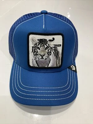 YOUTH SIZE Goorin Bros The Farm White Tiger Royal Blue Trucker Hat-New With Tag - Image 1 of 4
