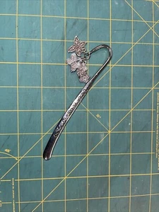 Metal Silver Colored Book Mark with Two Butterflies & Rose Charm - Picture 1 of 6