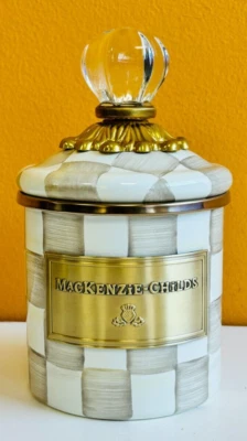 Mini bote MacKenzie-Childs 89365-840 Mocha Check, 14 oz, pintado a mano. ¡Nuevo! Foto 1 de 2