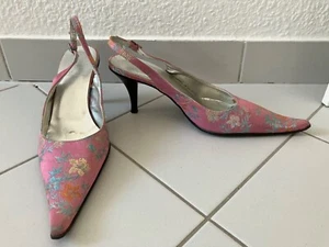 Sling Pumps Slingback Pumps High Heels rosa leicht glänzend Gr. 38 - Bild 1 von 2