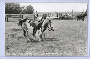 Real Photo Postcard RPPC - Cowgirl Jack and Jill Ranch Montague Michigan - Picture 1 of 2