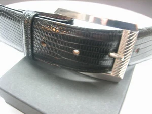 HEBILLA DE PLATA ESTERLINA 925 CON CINTURÓN LAGARTO GENUINO DE 1,5" HECHO EN EE. UU. - Imagen 1 de 10
