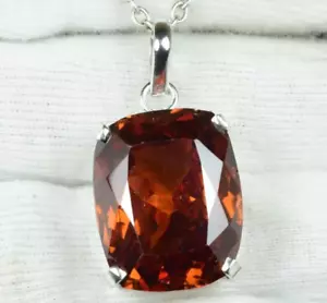 Natural 72.50 Ct Certified Orange Zircon Cushion Cut Pendant 925 SilverGemstone - Picture 1 of 6