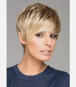 Medium Blond Short Layered Hairstyles Women's Natural Real Human Hair Wig 8 Inch - Picture 1 of 7