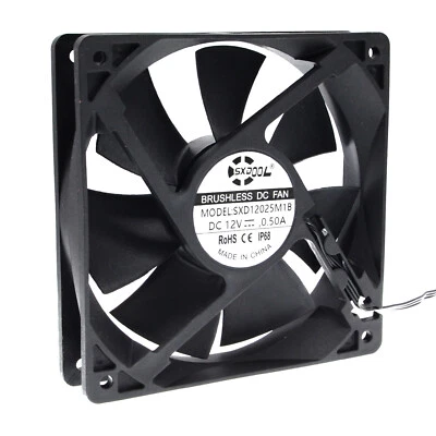 120mm 12cm Waterproof Dustproof IP68 Cooling Fan,120X120X25mm 3P 3-Pin Dual Ball - Image 1 of 4