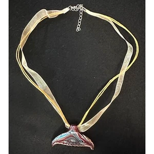 Kunstglas verschmolzen dichroitisches Glas Lampwork Anhänger Band Halskette - Bild 1 von 7