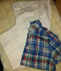 boys size 6 Nautica/Ralph Lauren white/blue/plaid short sleeve shirt/pants lot