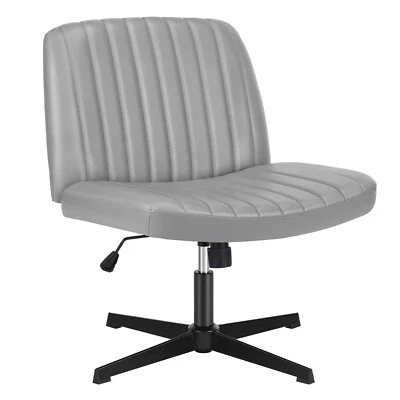 Height Adjustable Armless Cross Legged Office Chair with PU Leather - Wheel-Free - Image 1 of 4