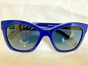 Chanel Sunglasses Butterfly Navy Blue 5313-A Coco mark Sz 56□18 Excellent