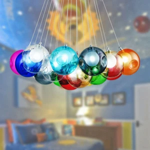 Multi-Color Glass Bubble Mirror Ball Ceiling Pendant Light Lamp 10 Lights - Picture 1 of 12