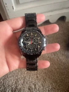 6.11 WR 30 M JAPAN MOVT SPORTS WATCH BLACK WORKS WORN ONCE - Picture 1 of 2