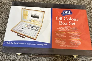 Art Color Oil Colour Box Set W/12 Paints, Palette, 2 Canvas Panels, Brushes - Picture 1 of 1