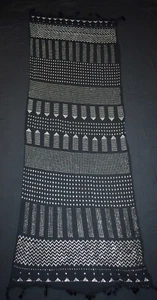 Black Egyptian Assuit Silver metal / net tulle fabric Wrap Shawl Scarf - Picture 1 of 4