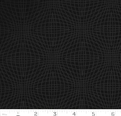 Space Time Warp Gravity Cosmos Black Gray Geometric 3D Graph Cotton Fabric  - Image 1 of 2