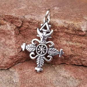 VOODOO VEVE - BOSSOU - Charm Pendant STERLING Silver 925 Lwa Vodou - Picture 1 of 4