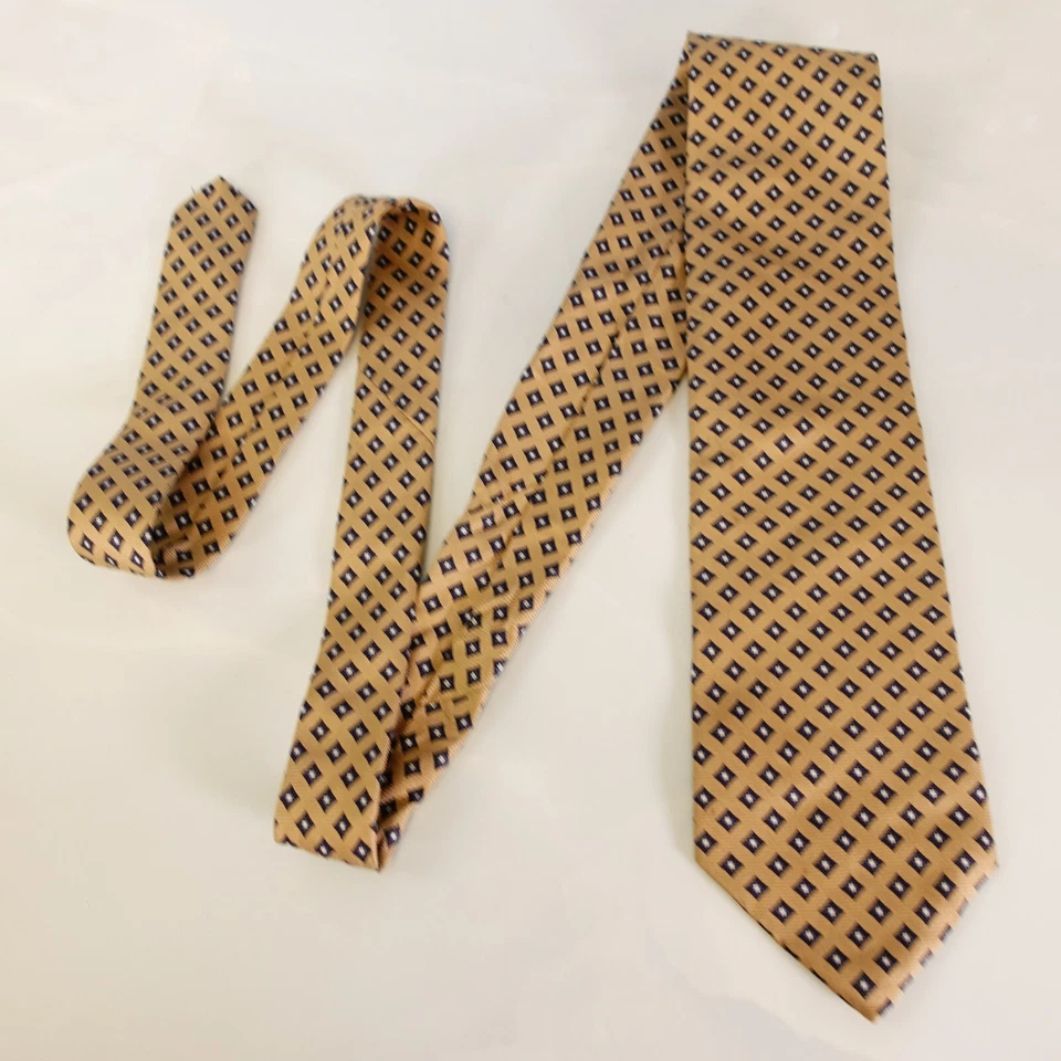 Corbata de cuello para hombre marrón claro foulard seda tejida estampada italiana EE. UU. GRANT THOMA Foto 1 de 4