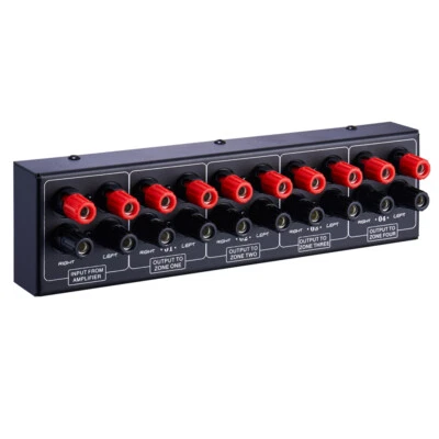 Passive 1-IN-4-OUT Amplifier / Speaker Splitter Box Distributor Audio Switcher - Image 1 of 4