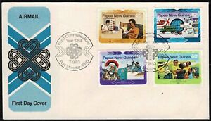 Papua New Guinea 1983 World Communications Year FDC - Set Of Four Stamps - Mint