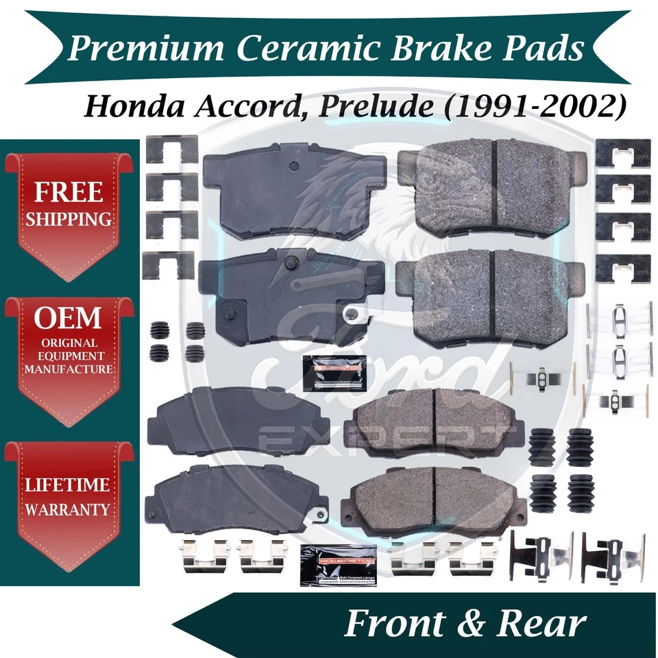 Kit de pastillas de freno delanteras y traseras de cerámica para Honda Accord Prelude 1991-2002 9 años de garantía Foto 1 de 4
