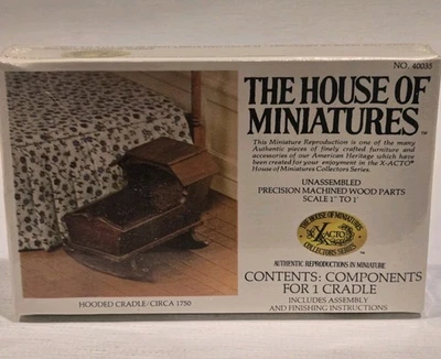 House of Miniatures 连帽摇篮 大约 1750 木制套件 全新 40035 工厂封装 — 第 1/4 张图片