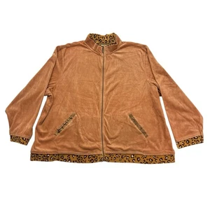 Classic Elements Jacket Womens 24 - 26 W Velour Leopard Full Zip - Picture 1 of 14