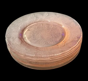 Vintage Set of 8 Pink Depression Glass MacBeth-Evans Dogwood 8" Lunch Plates - Imagen 1 de 5