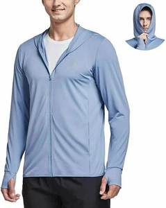 BALEAF Men's UPF 50+ Full Zip Light Jacket Hooded Cooling Shirt 3X Infinity Blue - Picture 1 of 2