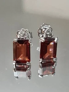 Pendientes de oro macizo de 10 quilates y granate de 2,29 quilates granates rojos cardenales joyería - Imagen 1 de 4